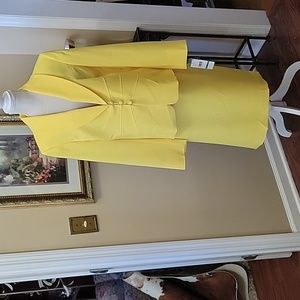 Le Suit Sunset Yellow 2 pc skirt jacket set long slv pencil skirt Lined 16 New…